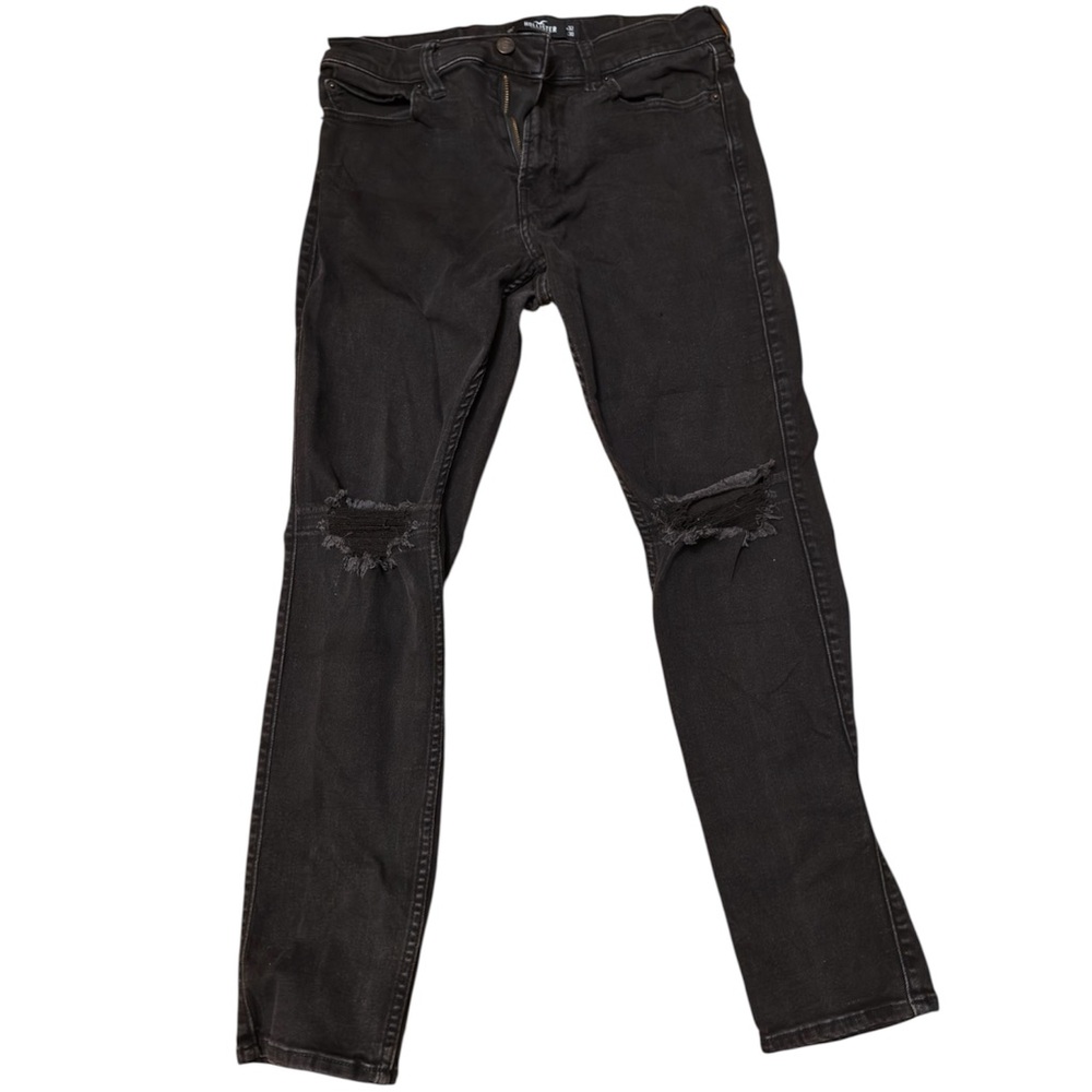 Hollister Men's Black Ripped Skinny Jeans